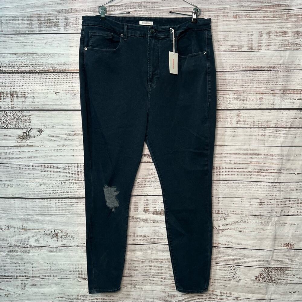 Good American Dark Wash Good Legs Jeans Plus 22 Distressed Stretch GLC367T